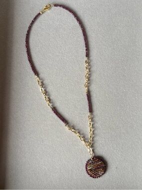Sapphire and Garnet “one of a kind” 14gp, Lobster Claw Clasp (never worn)